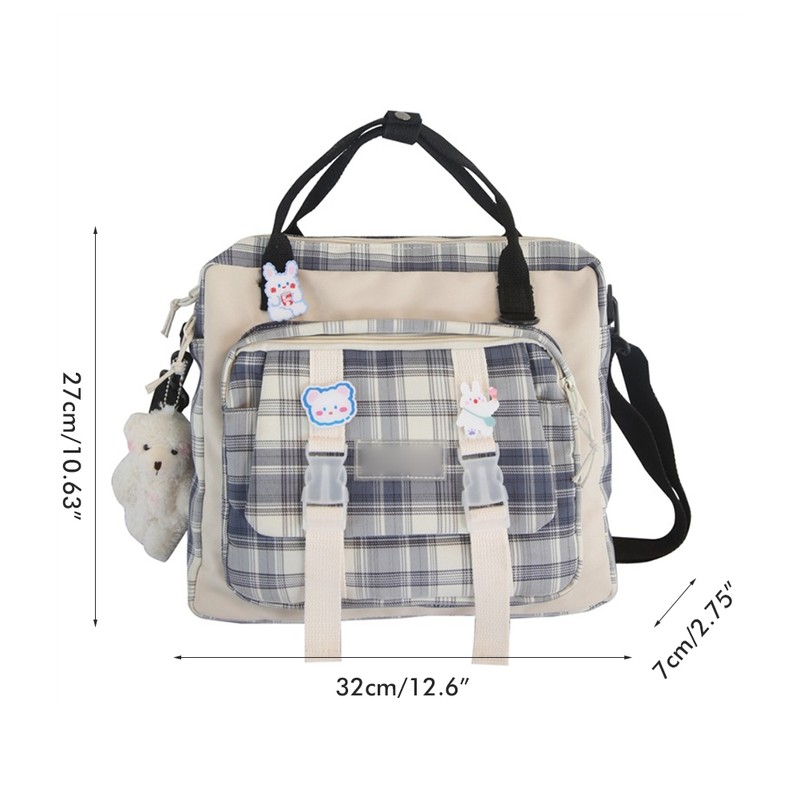 Cute Backpack with Accessories Check Dual Purpose Backpack Shoulder Bag