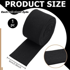 NBEADS 2 Yard Ribbed Cuff Fabric, 6 cm Collar Sleeves Cuff Trim Neck Waistband Fabric Cotton Ribbed Cuffs for Cuffs Collar Trim Jacket Sewing Accessories, Black