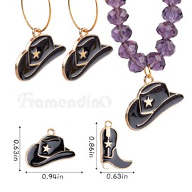 Framendino, 30 Pack Western Charms Cowboy Boot Enamel Cap Pendant for Jewelry Making