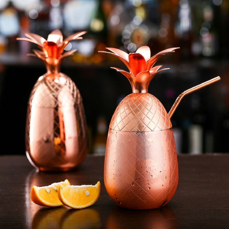 Cocktail Shaker Pineapple Shape Stainless Steel Polished Smooth Surface 500ml