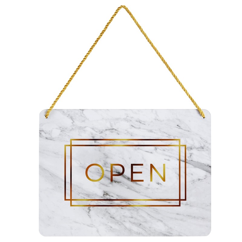 2-Pack Double Sided Open Closed Sign for Business Door, Gold