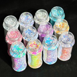 Best Glitter Set  Metallic Handicraft Glitter Powder for Crafts Nail Art 2oz Bulk Factory Pricecolor: Set18-12mix colors/Super Glitter