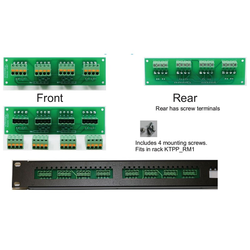 Alzatex Speaker Patch Panel Block w/ 4 Four-Pin Phoenix Connectors.
