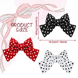 AYNKH 3PCS Polka Dot Bow Hair Clips, Large Hair Bowknot French Barrette Fastener Accessories for Women Girls