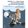 KRIDDO 2-in-1 Kids Balance Bike and Kids Tricycle for 2