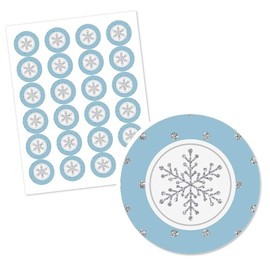 Big Dot of Happiness Winter Wonderland - Snowflake Holiday Party and Winter Wedding Circle Sticker Labels - 24 Count