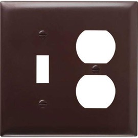 Pass & Seymour SP18U 2 Gang 1 Toggle Opening and 1 Duplex Outlet Opening Urea Wall Plate, Brown
