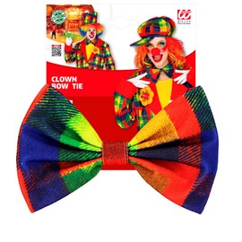 W WIDMANN MILANO Party Fashion 48639 Bow Tie Clown, Colourful Chequered, Accessory, Circus, Costume, Carnival, Theme Party