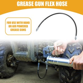 Partuto 1Pc 31 Inch Universal 1/8" NPT Grease Gun Flex Hose - Trailer Flex Grease Hose Extension Non-Slip - Metal Black