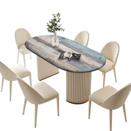 Rustic Board Oval Fitted Tablecloths, Farmhouse Wood Texture Elastic Edged Oval Table Cloth, Wrinkle Resistant Fitted Table Cover Festival Decor, Fits Tables up to 42" W x 60" L, Blue Grey