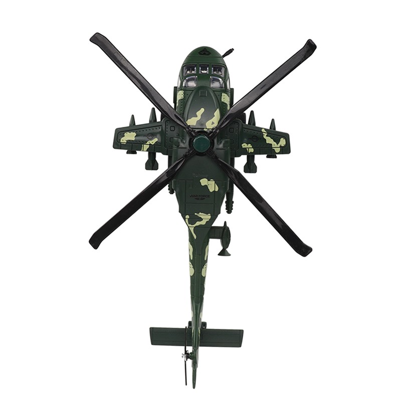 Diecast Metal Helicopter Model Sound Light Pullback Alloy Fighter Aircraft