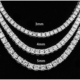 New Trend Classical 4MM Tennis Chain Iced Out Necklace Men Fashion Hip-Hop Jewelry Women Men 18/20/24inch Choker Party Gift - Color: Gold, Longth: 18 Inches