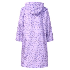 Jxstar Girls Bathrobes Kids Hooded Robes Plush Soft Coral Fleece Leopard Pajamas Sleepwear,Size 6 7