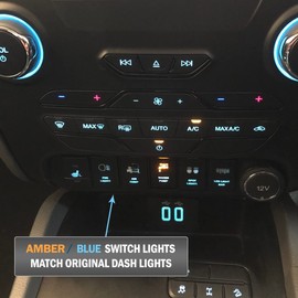 12V 3A ON-OFF Push Switch 940CA Laser etched FRIDGE dual LEDs in AMBER LIGHT BLUE For Ford Ranger Everest & Toyota Hilux LandCruiser Prado RAV4 & Suzuki and more