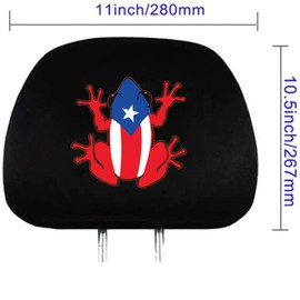 URHWYTV 2 Pack Headrest Covers Compatible with Coqui Frog Boricua Puerto Rico Rican, Soft Black Fabric Head Rest Cover Universal Fit to All Car/Truck Models
