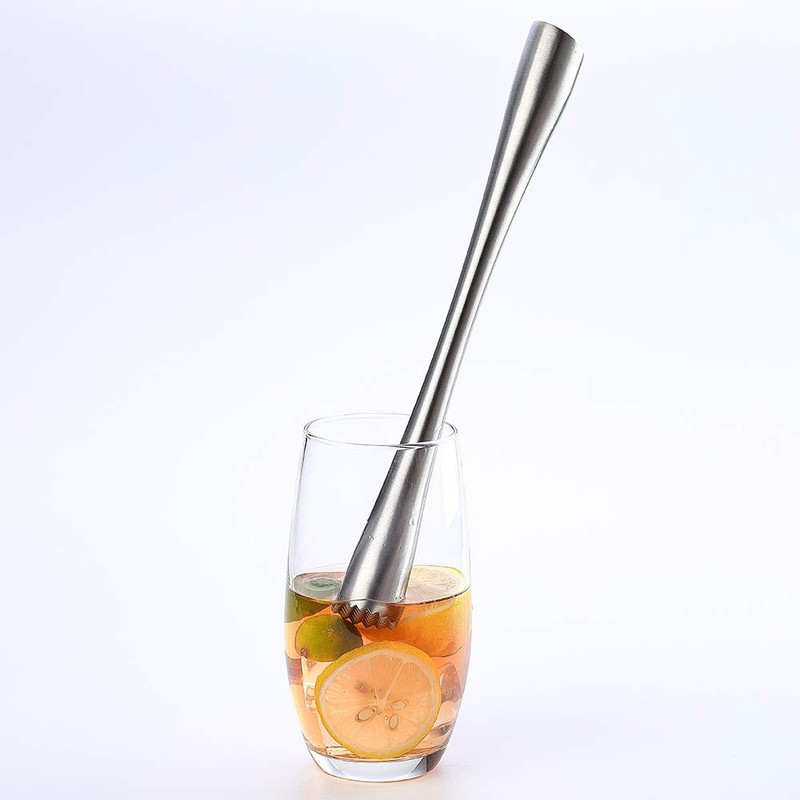 JXS 10" 255MM Stainless Steel Sturdy Cocktail Muddler, Professional Well