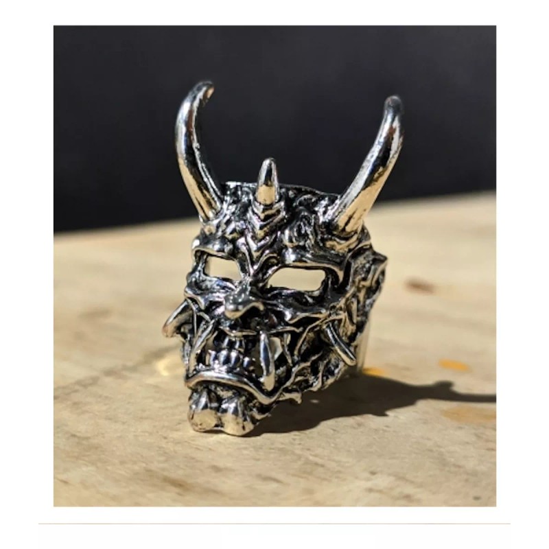 TENDER LIHOME Anillo Demonio Hannya Diablo Satán Cuernos Ajustable Calaver