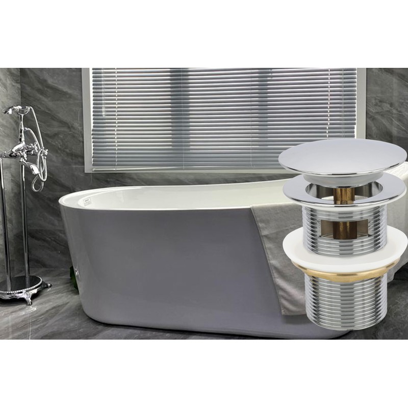 Chrome Freestanding Bathtub Drain Stopper, Compatible with Drain Kit