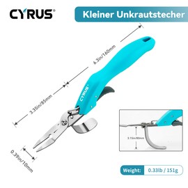 CYRUS Stainless Steel Weed Cutter for Garden, Hand Weeding Tool, Deep Roots Weed Puller, Portable Weed Remover for Bed, Lawn & Garden Planting