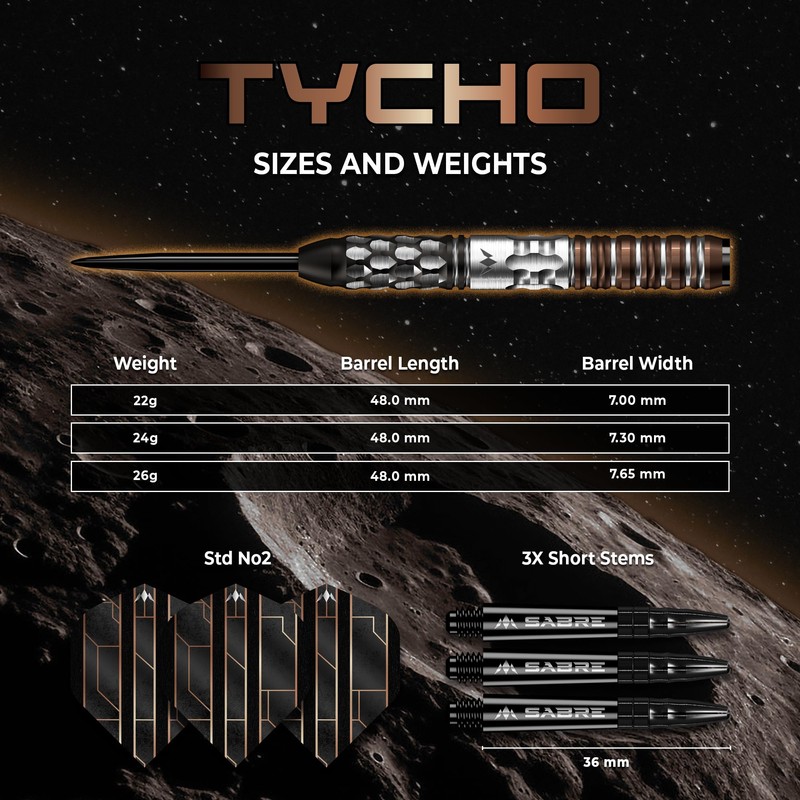 Mission Darts | Tycho | Steel Tip Darts | 90%