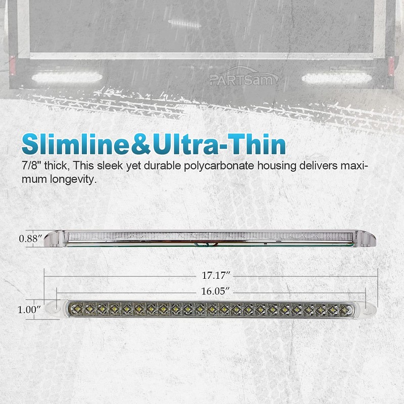 Partsam 2-Pack White LED Tail Light Bars - 17" 23