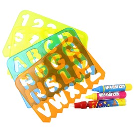 Stencil Alphabet, 4pcs Painting Template Alphabet Shapes Stencils Children Hollow Board Painting Template Plastic Geometric Figure for Kids Children Drawing Template(Colourful)