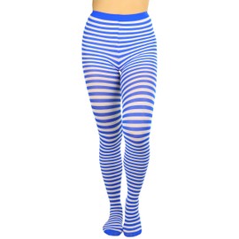 ToBeInStyle Mallas a rayas para mujer, Azul real/Blanco, Talla única