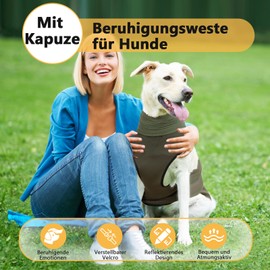 Calming Vest for Dogs with Hood & Reflective Strips - Soft & Adjustable Breathable Dog Coat for Stress Reduction in Fireworks, Thunderstorms & Travel (Army Green, 2XL)