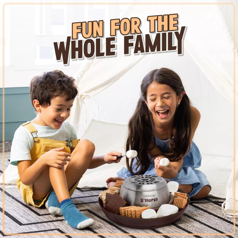 Nostalgia Indoor Electric S'mores Maker with Roasting Forks and Compartment