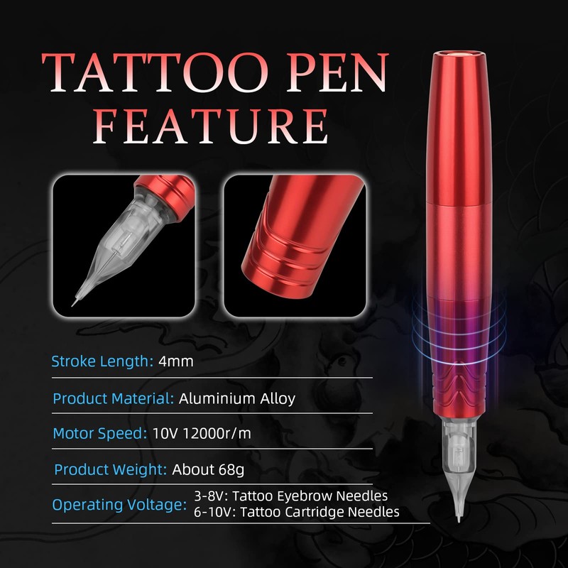 ATOMUS Red 16mm Tattoo Pen Machine Coreless Motor Rotary Machine