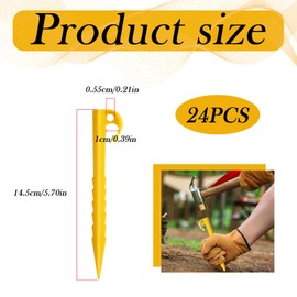 YGCQFH 24pcs Plastic Tent Pegs Durable Spike，Heavy Duty Plastic Tent Nails for Awning Camping Caravan Pegs， Farm Fix Pegs， Garden Weed Mat Plastic Pegs