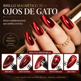 Esmaltes Uñas Gel Uñas Efecto Ojo Gato 3ddoble Iman,6 Uds                                                                                             