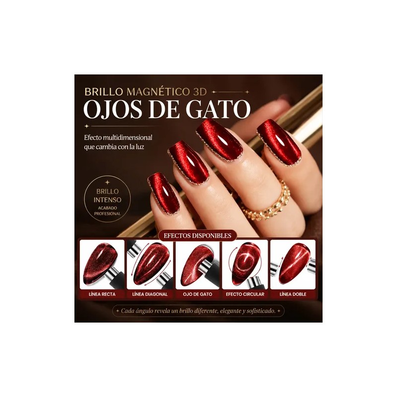 Esmaltes Uñas Gel Uñas Efecto Ojo Gato 3ddoble Iman,6 Uds