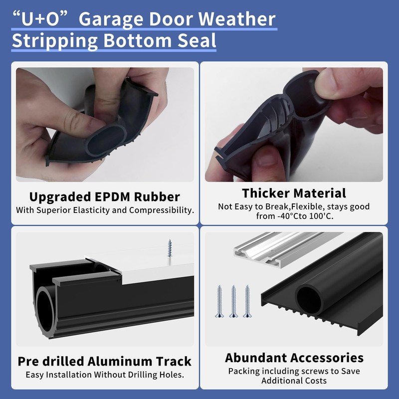 Bikykose Universal Garage Door Bottom Seal Kit - 20FT Weatherproof