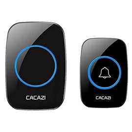 New Wireless Doorbell, Easy Installation, Waterproof, Adjustable Volume, 58 Chimes, Blue LED, 1000Ft Range, Black