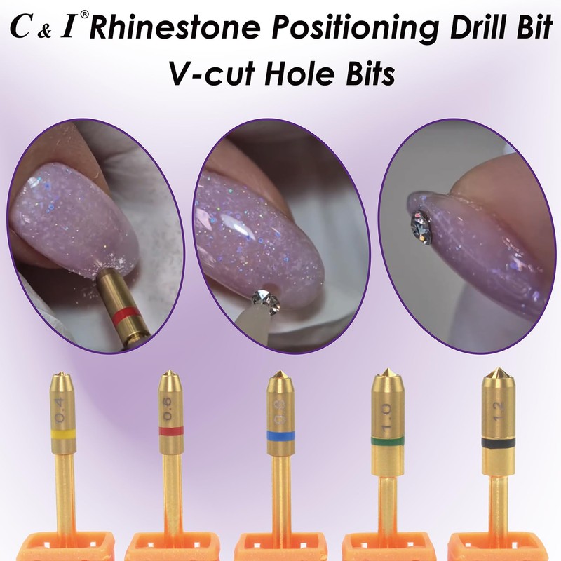 C & I Nail Drill V-Cut Hole Bit for Rhinestone