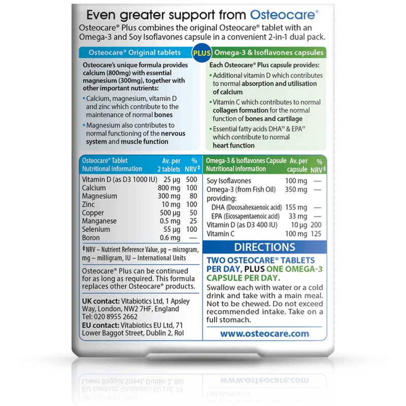 Vitabiotics Osteocare Plus Omega-3 and Soy Isoflavones - 84 Tablets/Capsules