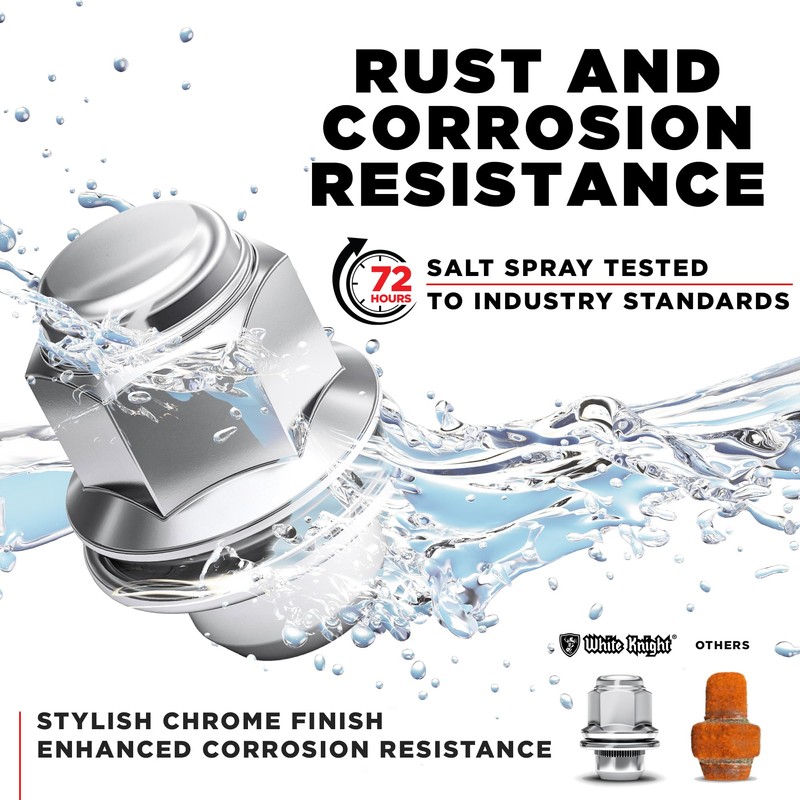 White Knight 5307-4 Chrome Medium Mag Lug Nut with Washer