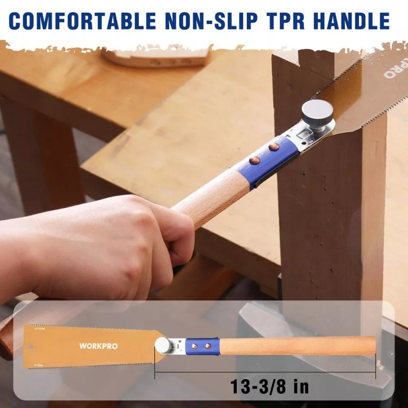 WORKPRO 10" Japanese Pull Saw Double-Edge Hand Saw 7-10&18TPI SK5