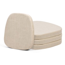 baibu 14x14 Memory Foam Metal Chair Cushions Set of 4, Dual-Layer Design Non-Slip Metal Dining Chair Pads Kitchen Seat Cushion with Machine Washable Cover, 4 Counts, Light Beige