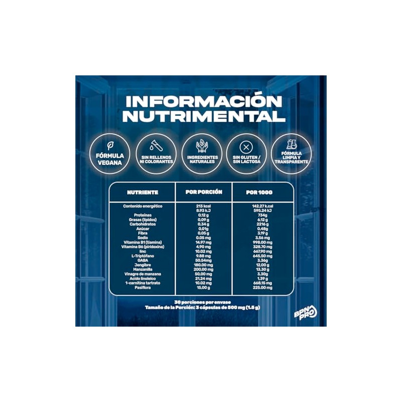 Bpn Pro Zzz Brn Cápsulas Suplemento Nocturno Gaba Magnesio Valeriana