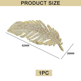 Azlanway Feather Retro Brooch Dress Decoration Feather Lapel Pins, Cardigan Elegant Metal Brooches, Women's Fashion Brooch for Parties, Banquets, Scarf Decorated, Clothing Fashion Jewellery, /, Metal