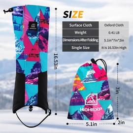 HIGH EXPERIENCE Leg Gaiters 100% Waterproof Adjustable Shoe Snow Boot Guard Gators for Hiking Shoe Cover Hunting Snowshoeing Climbing Walking for Women Men (Pink Graffiti)