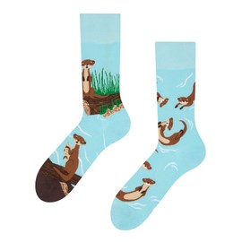 Dedoles Unisex Socks, for Women, Men and Children, Cotton, Many Fun Designs, Football, Bicycle, Horses, Plants, Fire Brigade, Gift, Different Left and Right Designs, Otter