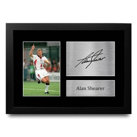 HWC Trading FR A4 Alan Shearer England Gifts Printed Signed Autograph Picture for Football Fans and Supporters - A4 Framed