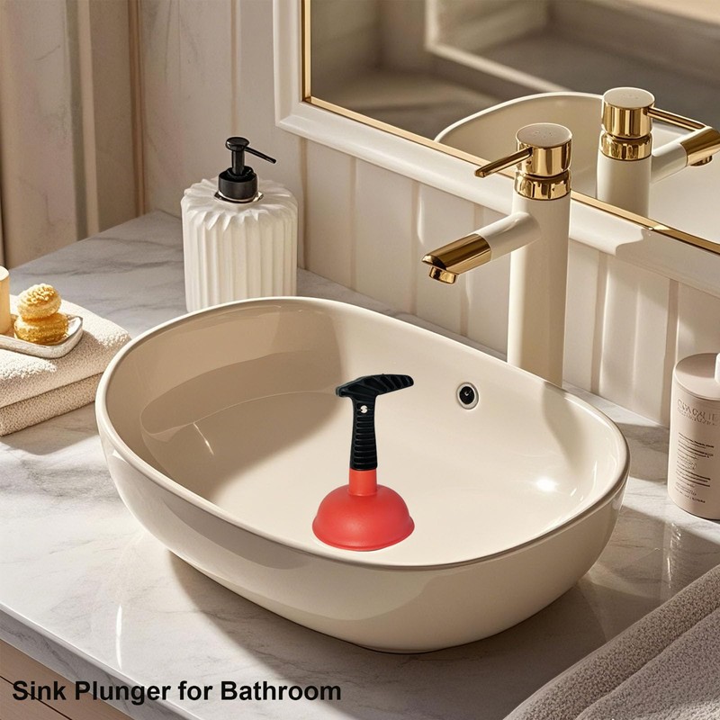 Mini Sink & Drain Plunger with Short Handle - Heavy-Duty