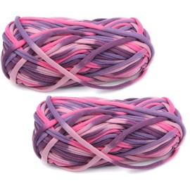 2 Pack of Colorful Knitting Yarn Fabric Crochet Cloth T-Shirt Yarn for DIY Knitted Fabric Art Basket Bag 200g (200g, Color#AO)