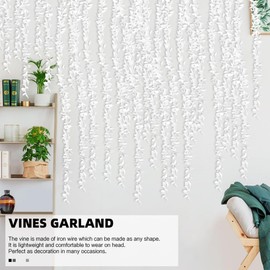 7.5m Artificial Ivy Garlands Green Leaves for Home Garden Accessories Wedding Party Wall Decor,White