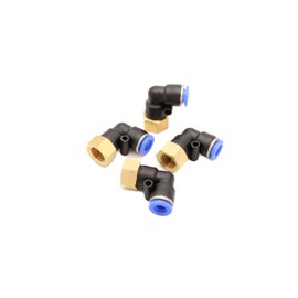 Pneumatic Angle Plug Fitting 90° with Internal Thread 1/4 Inch - 8 mm IQS Set of 4 Push In Connection Industrial Quality (1/4 Inch - 8 mm - Angle 90°)