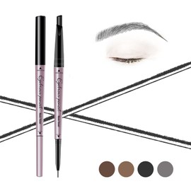 Music Flower Dual Ended Brow Pen, Eyebrow Pencil, Waterproof Smudgeproof Long lasting Eye Makeup, Black